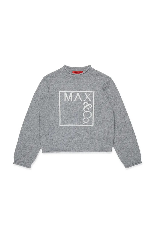 MAX&Co. sweter z dodatkiem wełny dziecięcy MAXK21F KNITWEAR średniej grubości szary MX0233