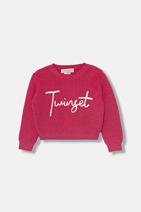 Twinset sweter dziecięcy aplikacja różowy 252GB3040