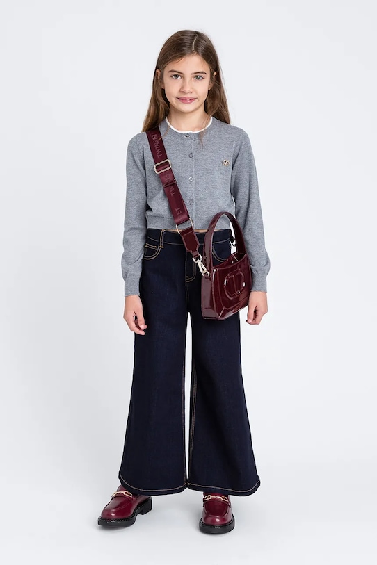 Twinset cardigan per bambini a maglia fine grigio 252GJ3010