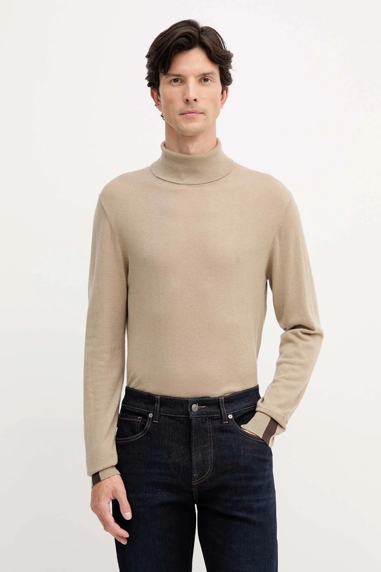 Mos Mosh sweter z dodatkiem wełny ADAM beżowy 503343