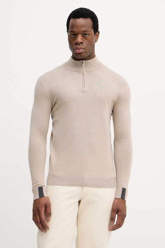 Mos Mosh sweter z wełną ADAM beżowy 503342