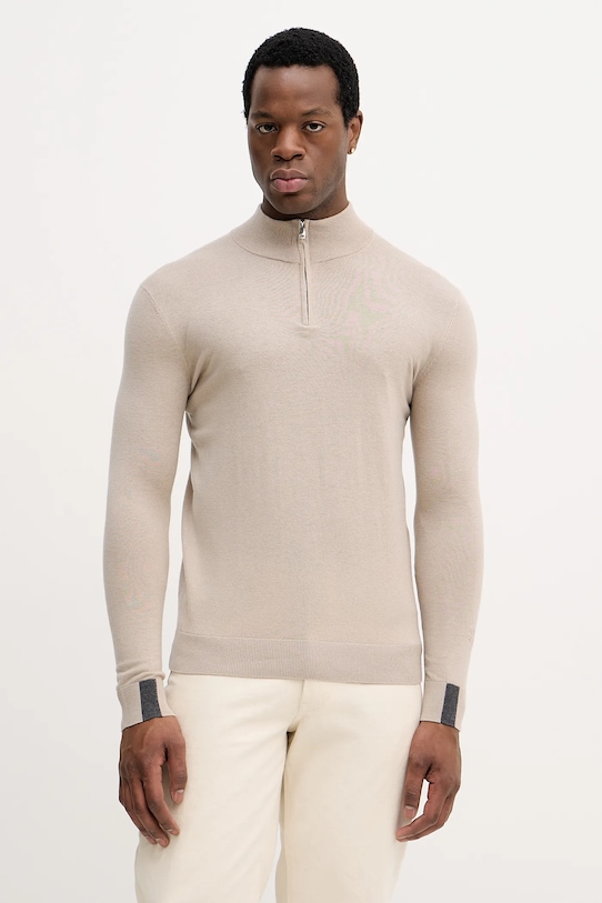 Mos Mosh sweter z wełną ADAM beżowy 503342