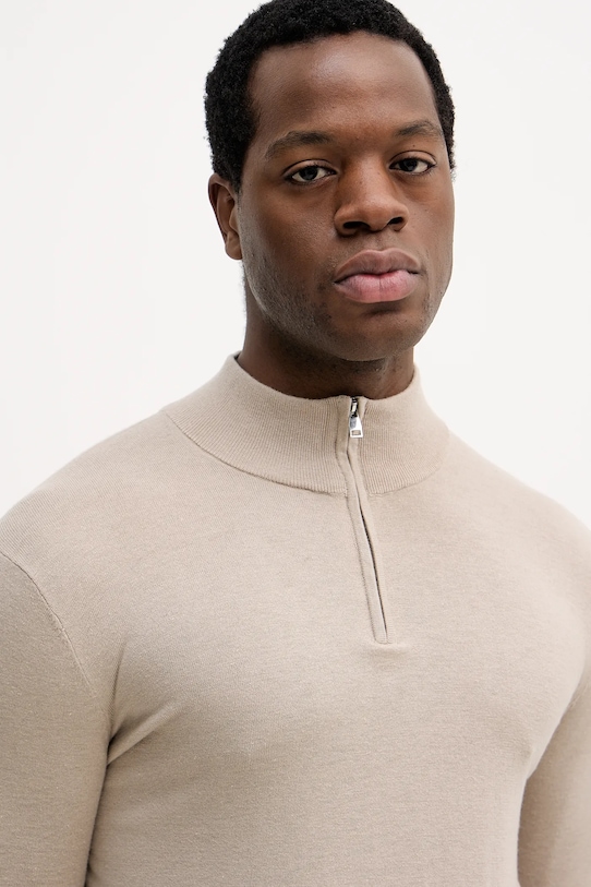 Mos Mosh sweter z wełną ADAM beżowy 503342