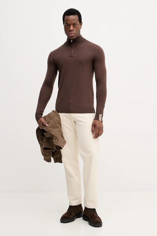 Mos Mosh sweter z wełną ADAM 503342 brązowy AW25