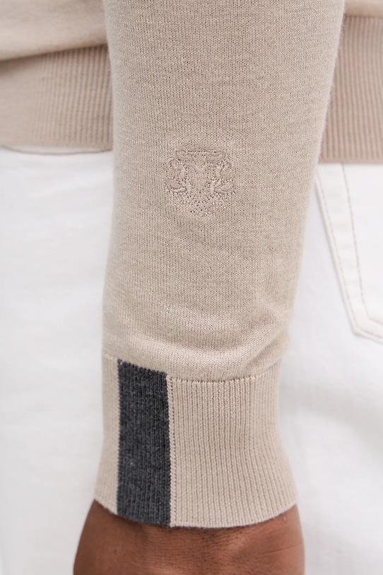 Mos Mosh sweter z wełną ADAM 503341 beżowy