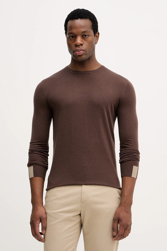 Mos Mosh sweter z wełną ADAM brązowy 503341