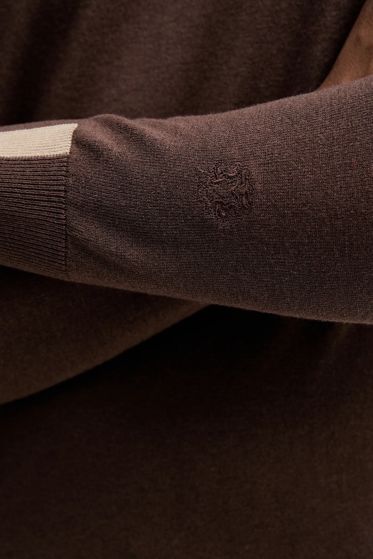 Mos Mosh sweter z wełną ADAM 503341 brązowy