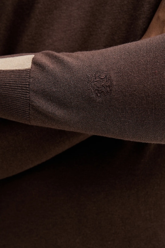 Mos Mosh sweter z wełną ADAM 503341 brązowy