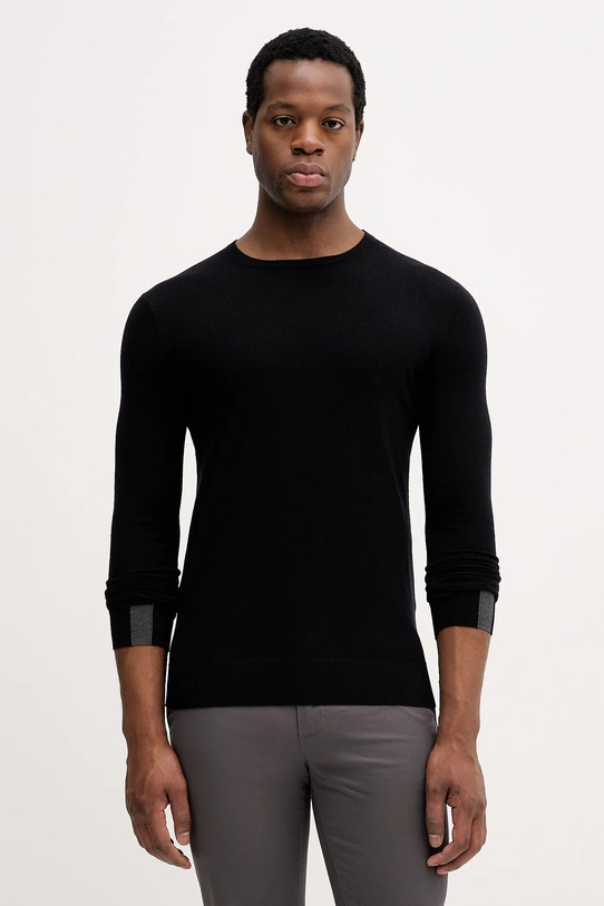 Mos Mosh sweter z wełną ADAM czarny 503341