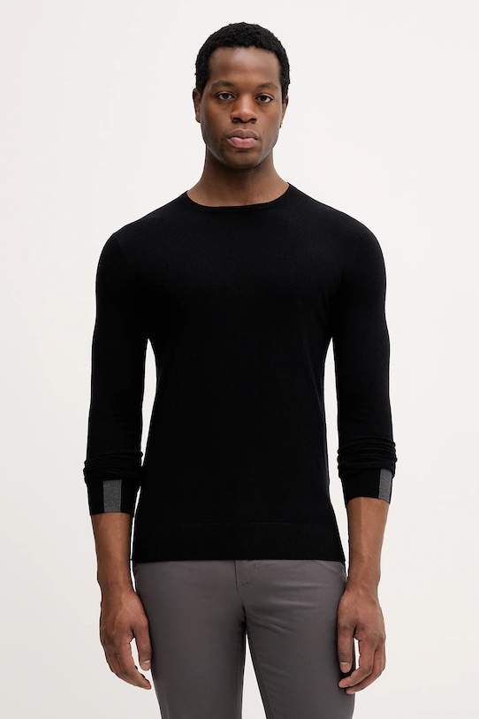 Mos Mosh sweter z wełną ADAM czarny 503341