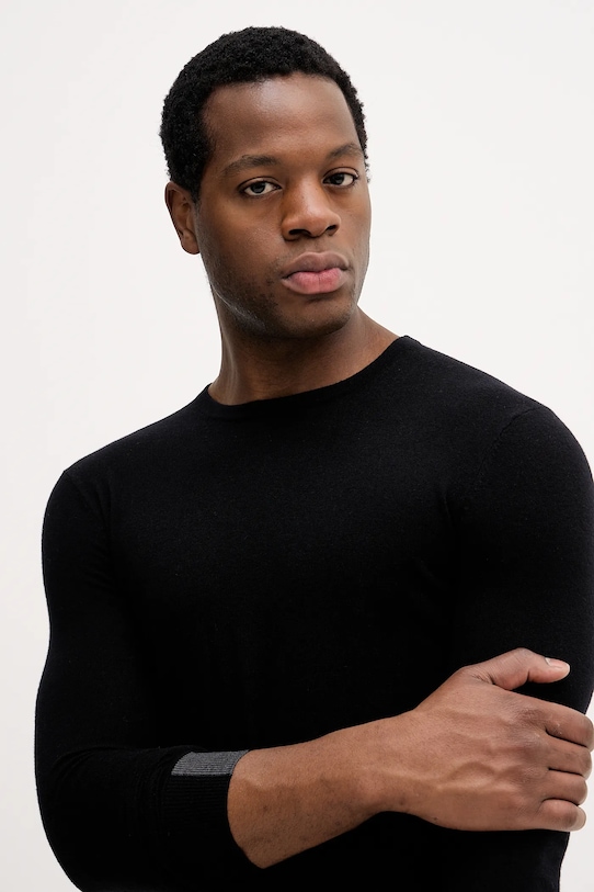 Mos Mosh sweter z wełną ADAM czarny 503341