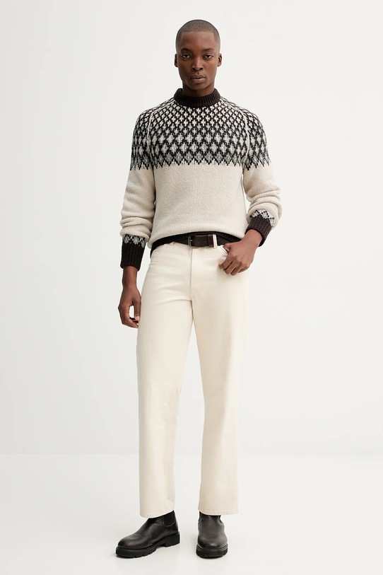 Marc O'Polo sweter z dodatkiem wełny 530509860194 beżowy ZW25