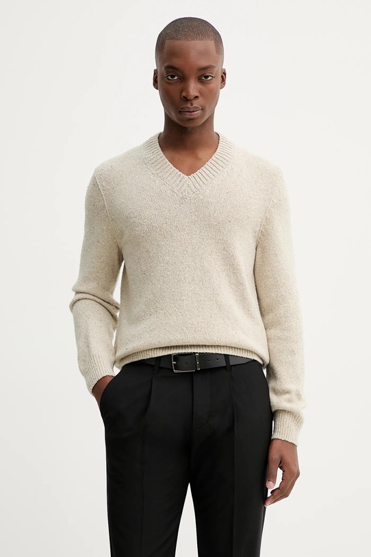 Marc O'Polo sweter z dodatkiem wełny okrągły beżowy 530512260178