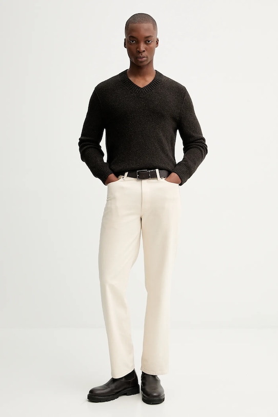 Marc O'Polo sweter z dodatkiem wełny 530512260178 brązowy ZW25