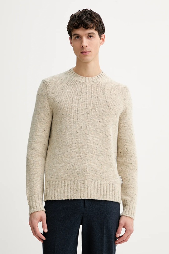 Marc O'Polo sweter z dodatkiem wełny melanż beżowy 5000007626