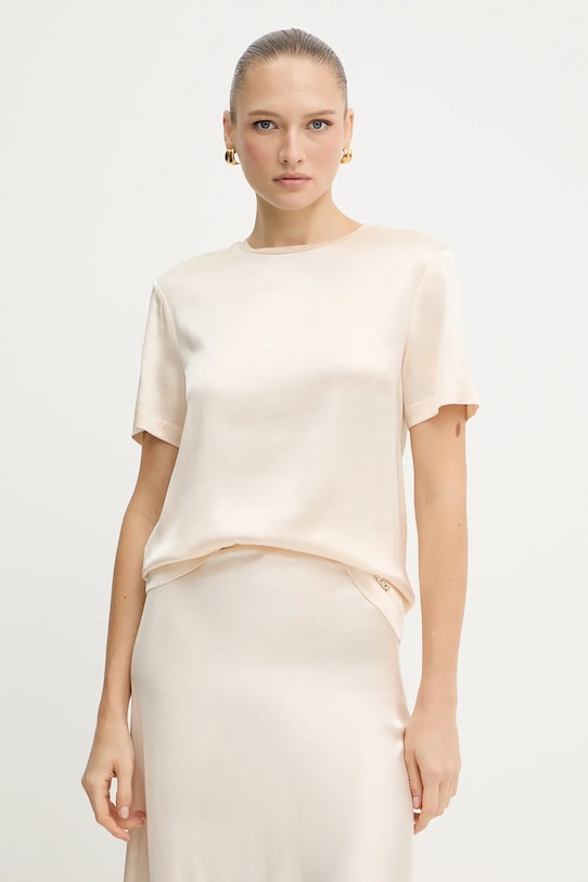 Tričko Silvian Heach OREILLE hladký béžová GPA25530BL