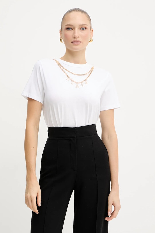 Bavlněné tričko Silvian Heach BENSOULA hladký bílá GPA25130TS