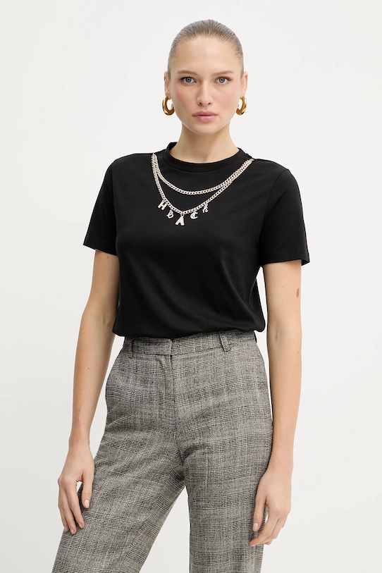 Bavlněné tričko Silvian Heach BENSOULA hladký černá GPA25130TS