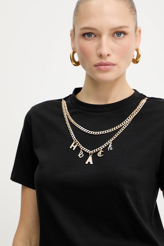 Silvian Heach t-shirt bawełniany BENSOULA czarny GPA25130TS