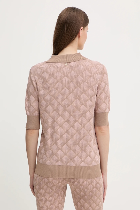 Odzież Silvian Heach polo z domieszką lnu CHATZID GPA25202PO różowy