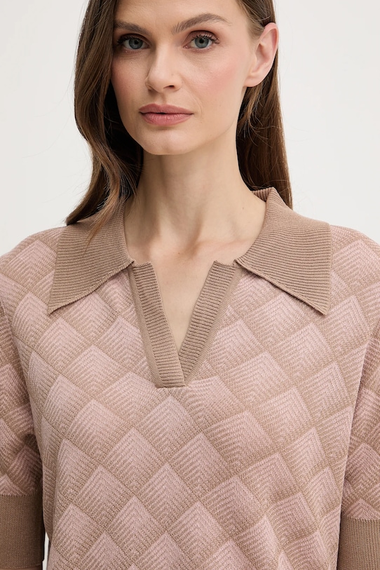 Silvian Heach polo z domieszką lnu CHATZID różowy GPA25202PO