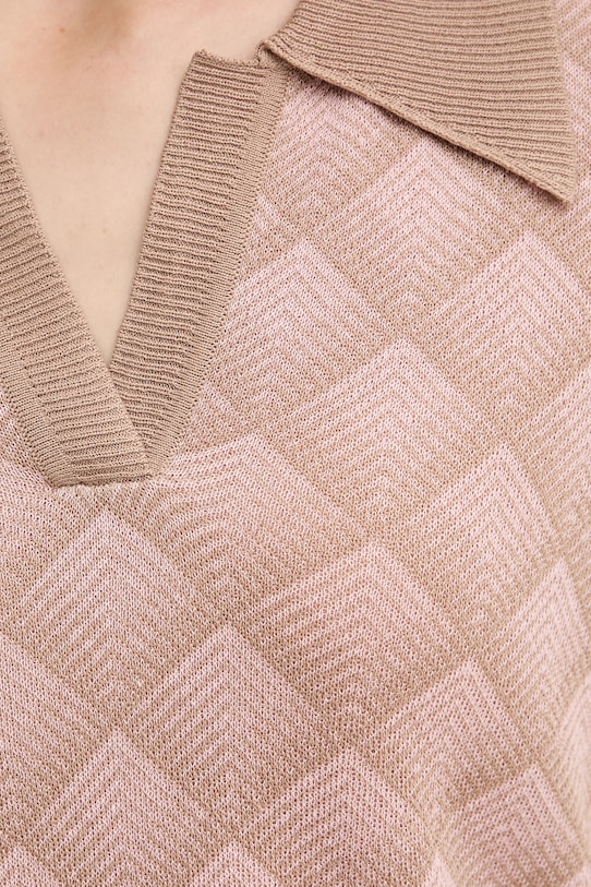 Silvian Heach polo z domieszką lnu CHATZID GPA25202PO różowy