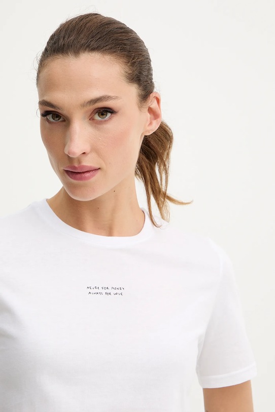 MUUV. t-shirt NEVER FOR MONEY ALWAYS FOR LOVE biały slim.fit.t.shirt.NEVER