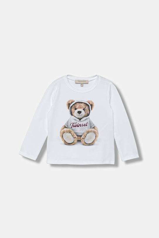 Twinset longsleeve dziecięcy z elastanem biały 252GB2036