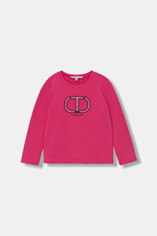 Twinset longsleeve dziecięcy z elastanem różowy 252GB2260