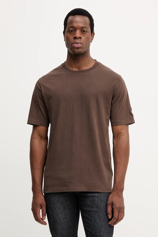 Mos Mosh tricou din bumbac uni maro 507190