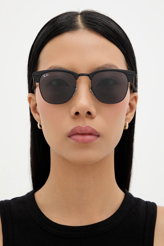 Ray-Ban – Okulary CLUBMASTER METAL czarny 0RB3716.186/R5.51.D