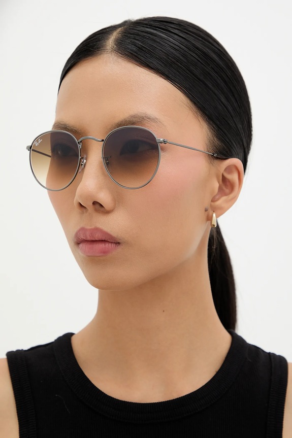 Ray-Ban – Okulary ROUND METAL brązowy 0RB3447N.004/51.53.D