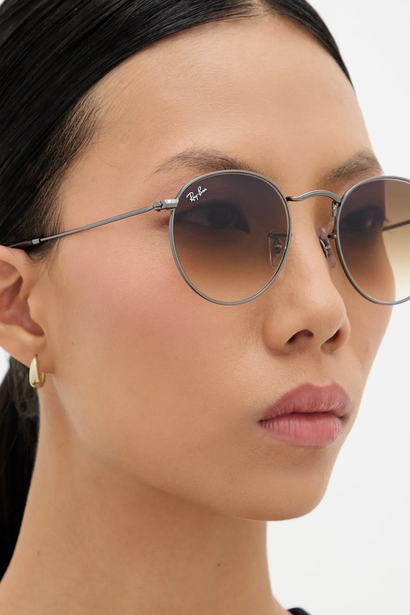 Ray-Ban – Okulary ROUND METAL 0RB3447N.004/51.53.D brązowy