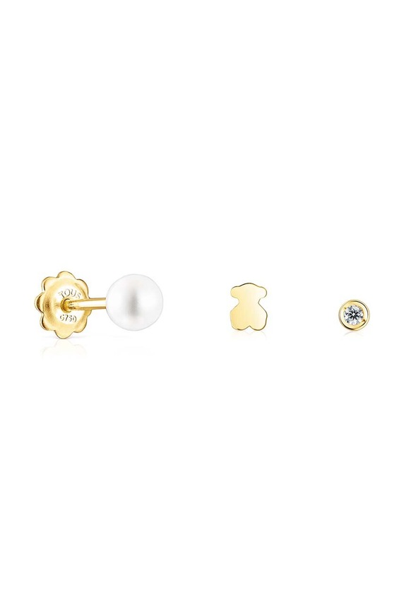 Pozlacené stříbrné náušnice Tous Pearl 3-pack pozlacení zlatá 1003596600