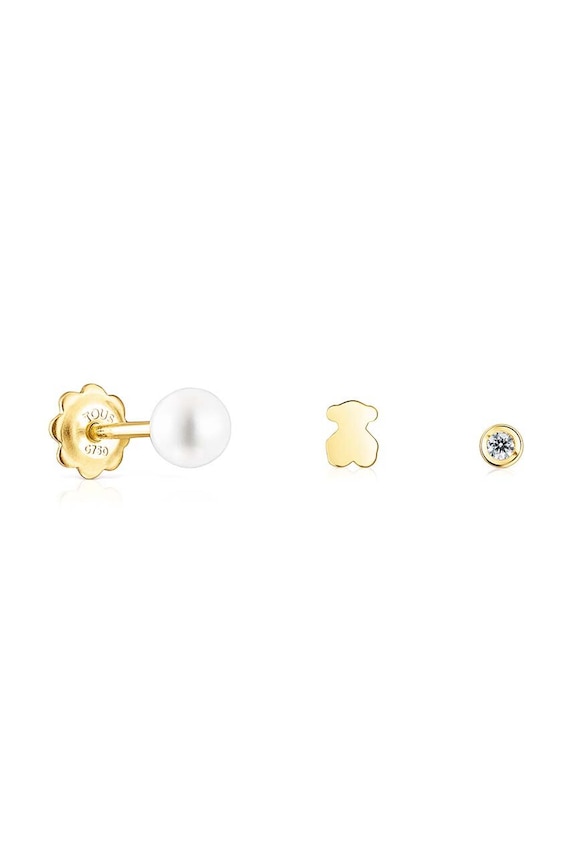 Pozlacené stříbrné náušnice Tous Pearl 3-pack pozlacení zlatá 1003596600