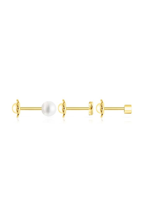 Pozlacené stříbrné náušnice Tous Pearl 3-pack 1003596600 zlatá AA00
