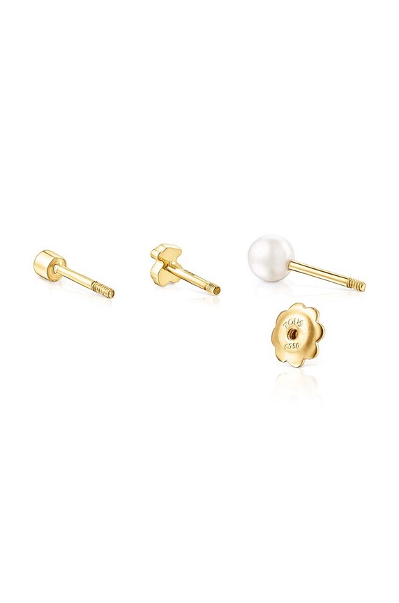 Pozlacené stříbrné náušnice Tous Pearl 3-pack 1003596600 zlatá