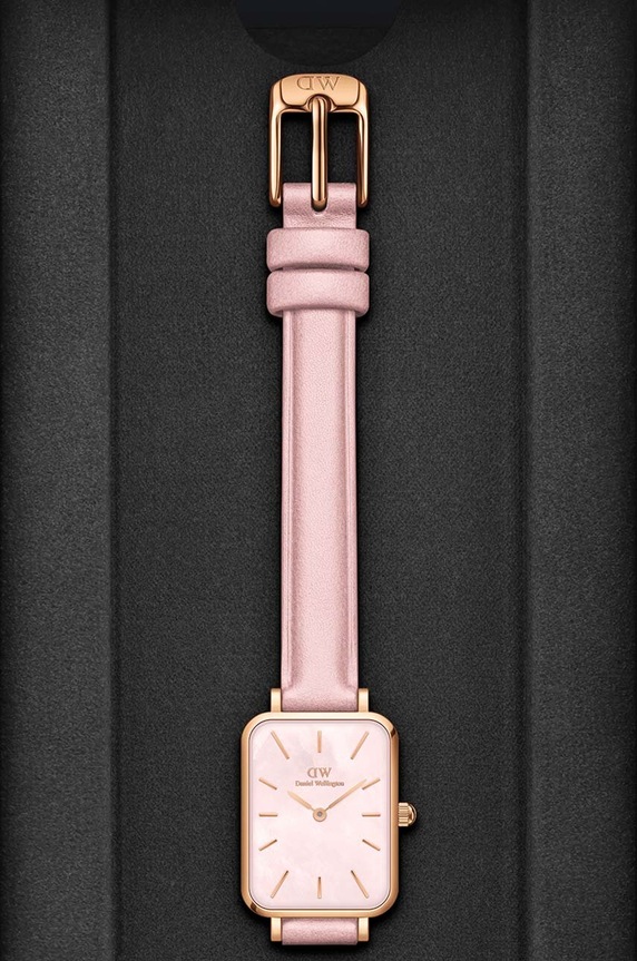Ρολόι Daniel Wellington Quadro Pink leather DW00100636 ροζ AA00