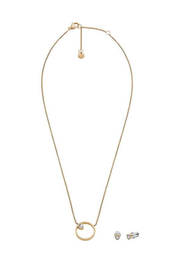 Кольє і сережки Skagen циркон золотий SKJB1014SET