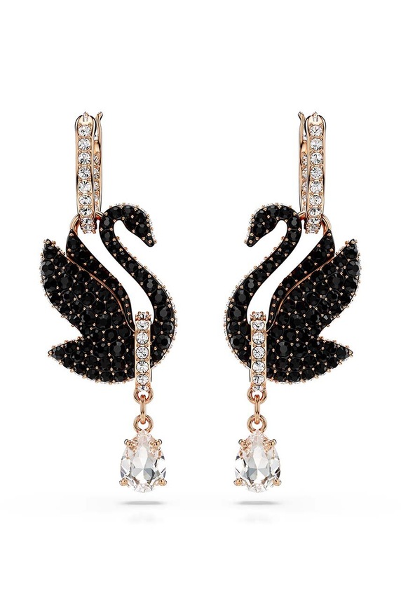 Swarovski cercei Swan 5678047 negru AA00
