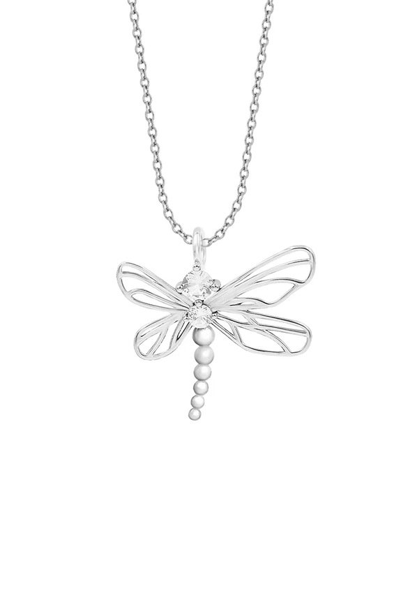 Lilou collana argentata Dragonfly zircone argento A03/MARKET/ANS/219