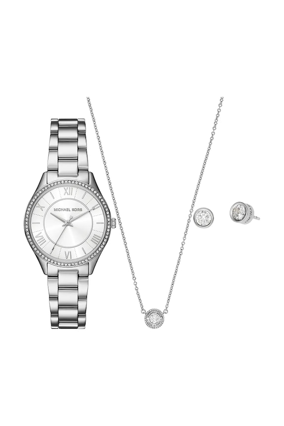 Hodinky, náhrdelník a náušnice Michael Kors LAURYN stříbrná MK4851SET