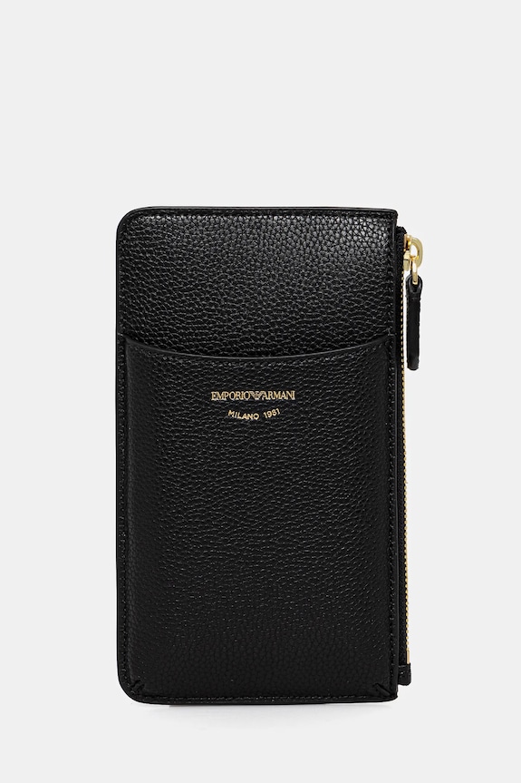 Denarnica Emporio Armani Imitacija zrnatega usnja črna EW000543.AF11953.NOS