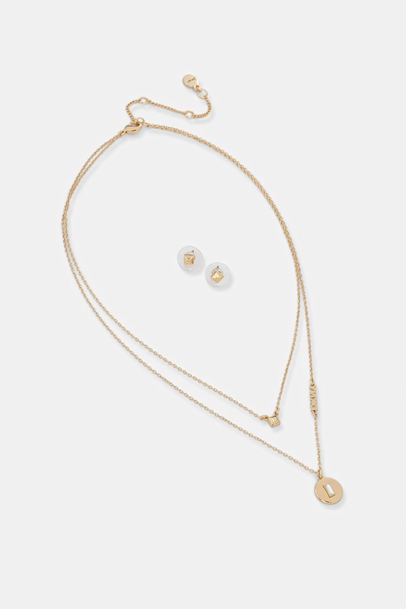 Dkny naszyjnik i kolczyki złoty 04S00103