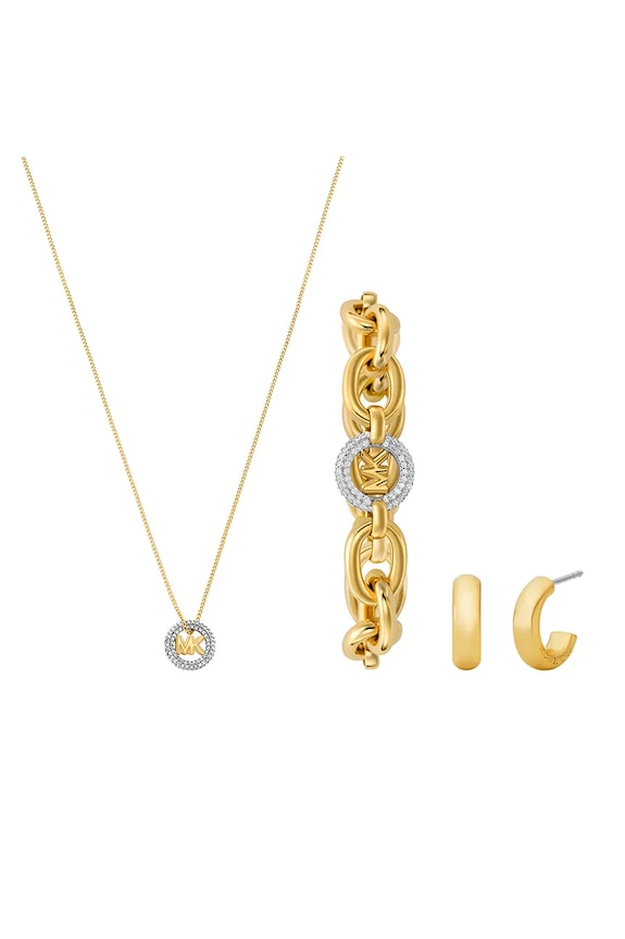 Michael Kors nyaklánc, karkötő és fülbevaló cirkónia arany MKJ8583SET