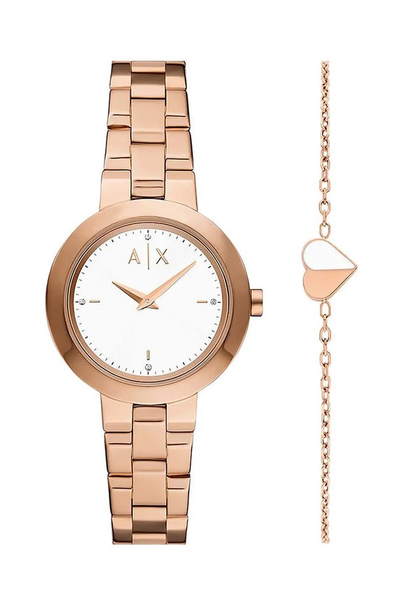 Armani Exchange orologio e bracciale oro AX7175SET