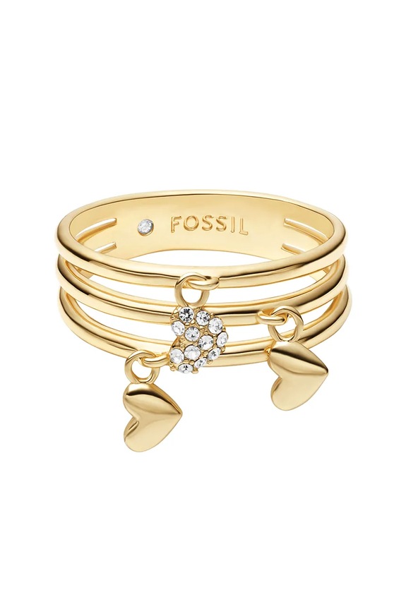Fossil pierścionek damski z kryształem Sutton złoty JA7304710