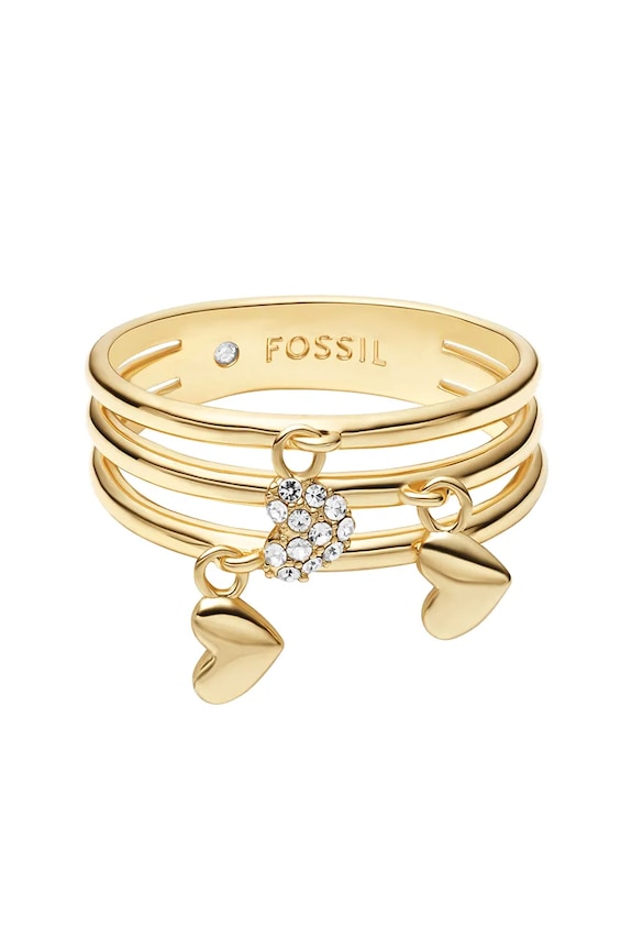 Fossil pierścionek damski z kryształem Sutton złoty JA7304710
