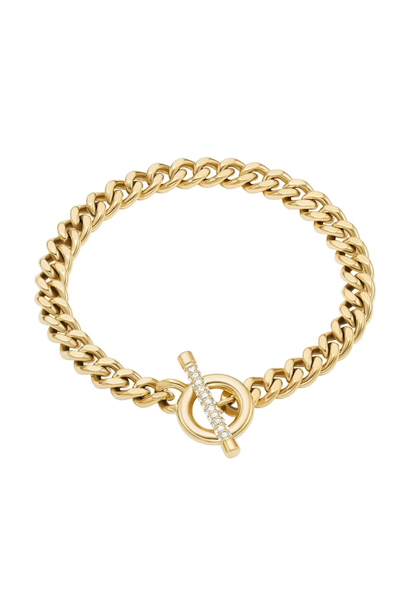 Fossil brățară pentru femei, din oțel chirurgical cu cristal Carlie aur JF04957710