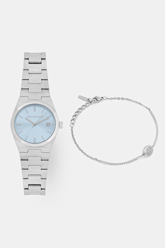 Trussardi set ceas și brățară pentru femei T-MILANO argintiu R2453175501
